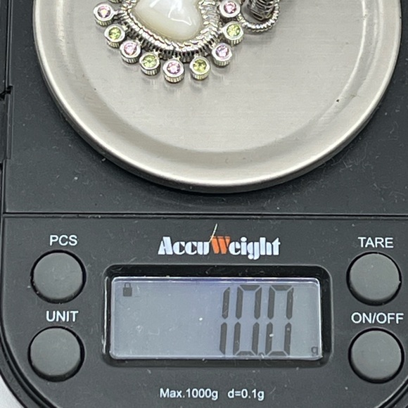 Vintage Judith Ripka Sterling Silver Heart Enhancer Pendant with Mother of Pearl - Picture 16 of 16